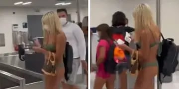 Video: una mujer llegó al aeropuerto usando solo una bikini y su barbijo y causó furor en la red