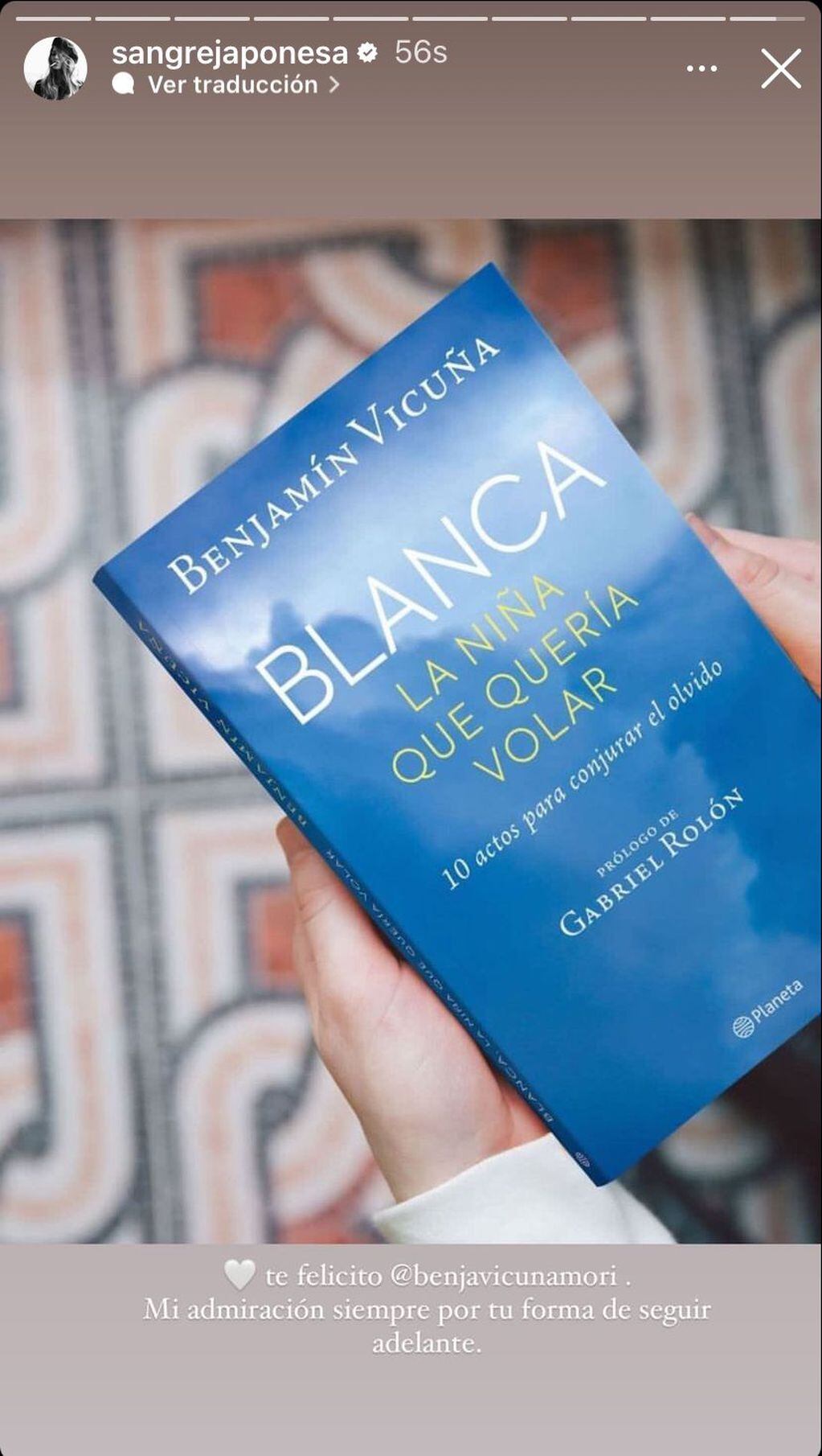 La China Suárez felicitó a Benjamín Vicuña por el libro que sacó y dedicó a su hija, Blanca.