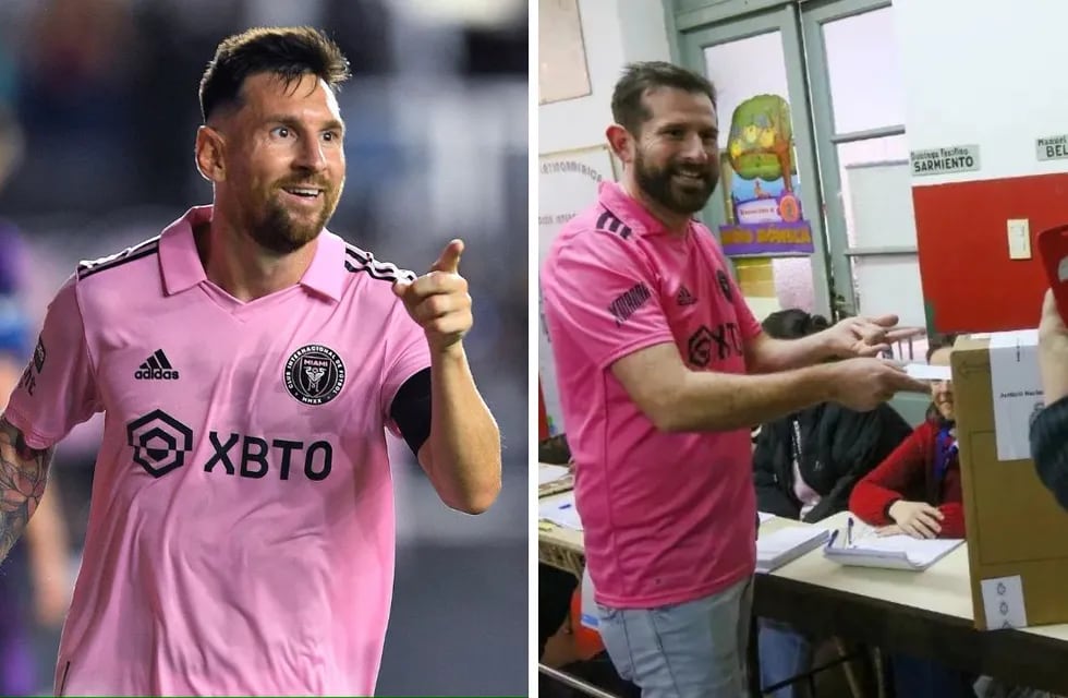 El “Doble de Messi” sorprendió en una escuela al votar con la camiseta del Inter Miami.