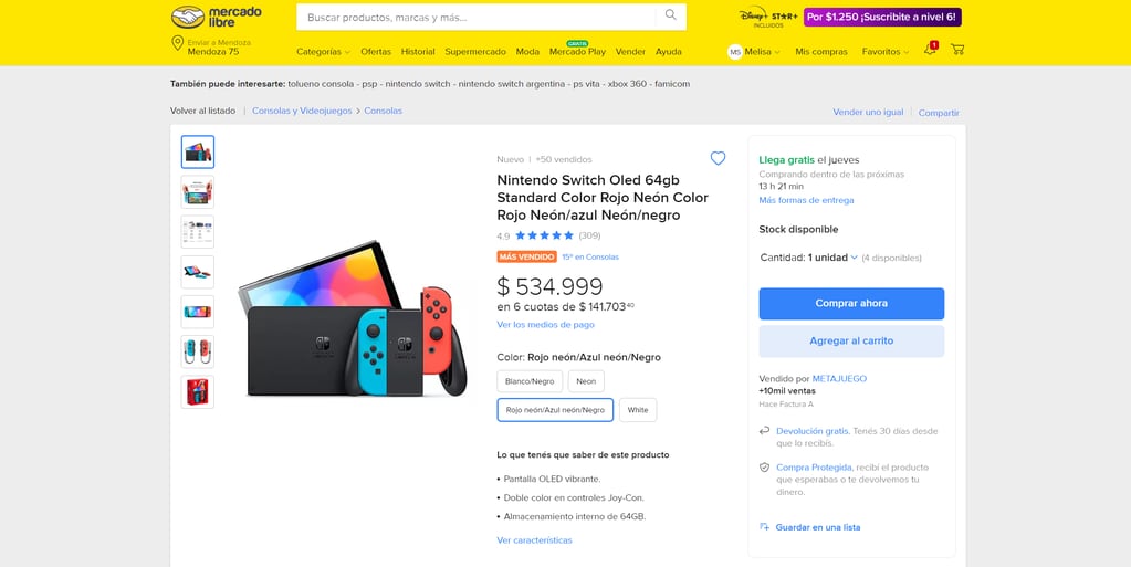 Nintendo Switch, precio Argentina.