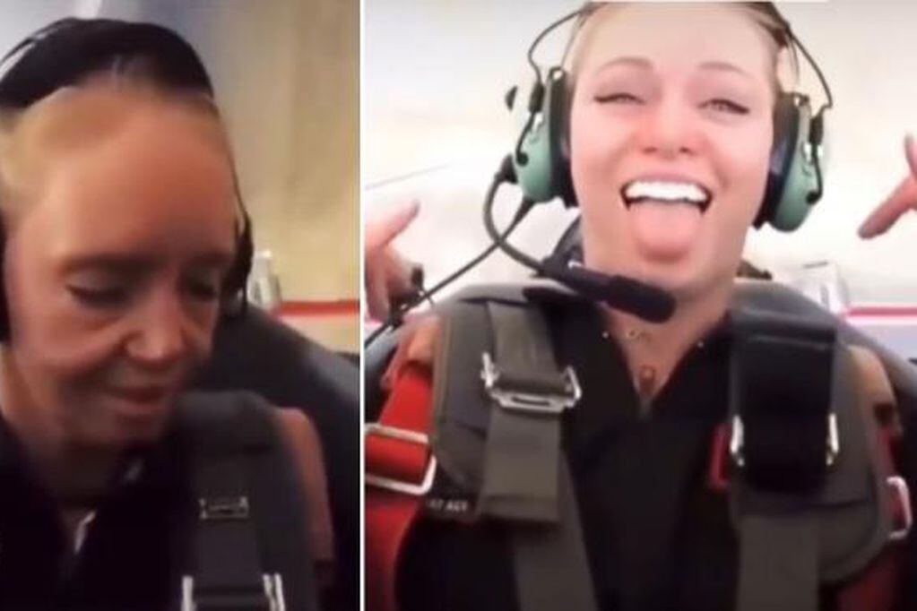 La joven piloto sorprendió al mostrar el increíble efecto que causa la fuerza de gravedad en a cabina.