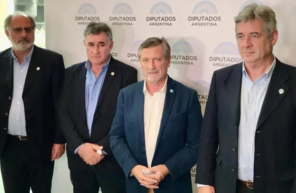 Jorge Chemes, presidente de CRA; Nicolás Pino, presidente de SRA; Carlos Achetoni, presidente de FAA; Elbio Laucirica, presidente de Coninagro. Foto: Web