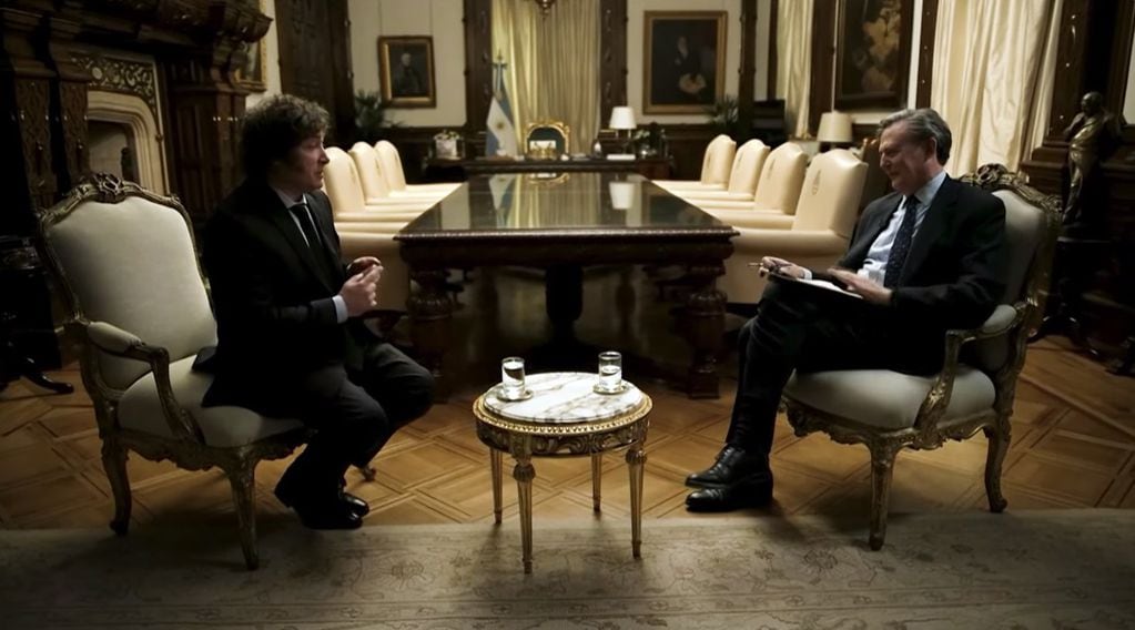 Javier Milei en la entrevista con Bloomberg (Captura de video)
