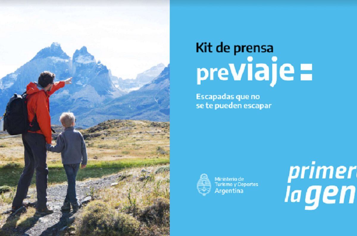 El material de prensa del Gobierno con el error de las Torres del Paine (Chile) para promocionar el PreViaje en Argentina (Ministerio de Turismo y Deportes)