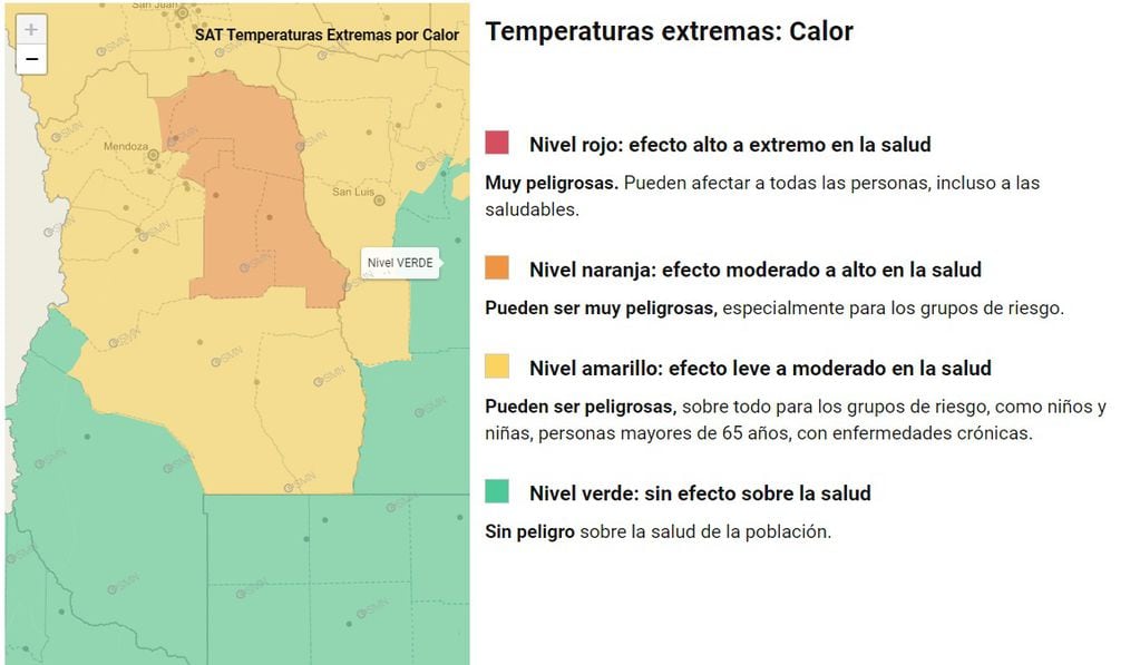 Alertas amarilla y naranja por extremo calor en Mendoza (SMN)