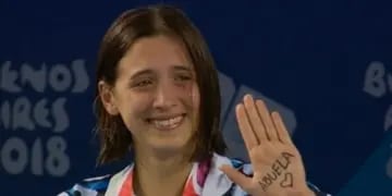 Delfina Pigniatello y su especial dedicatoria de la medalla de bronce. 