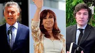 Mauricio Macri, Cristina Kirchner y Javier Milei
