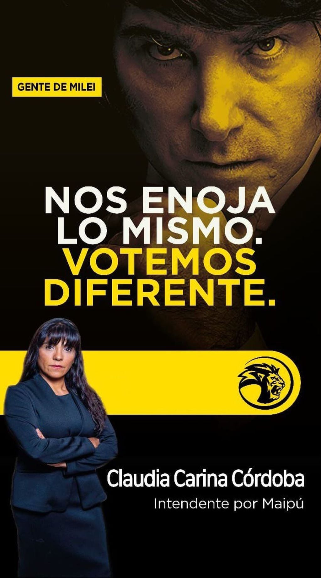 Flyer de campaña de Claudia Córdoba, que la reivindica como la candidata de Javier Milei en Mendoza.
