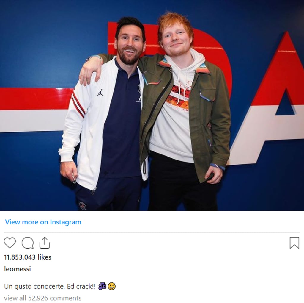 Leo Messi y Ed Sheeran 