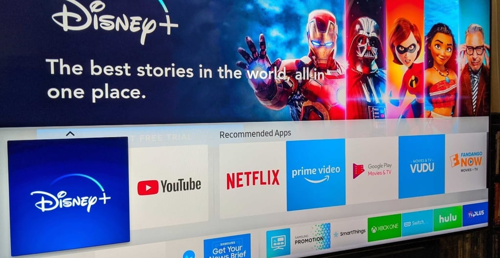 Así se verá la app de Disney+ cuando esté disponible en los Smart TV de Samsung. 
