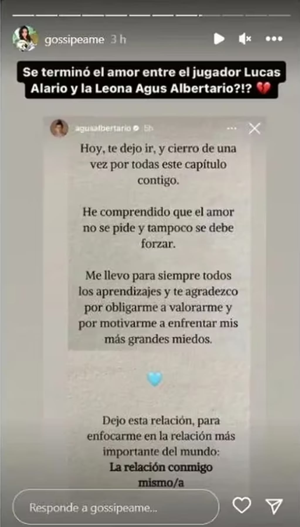 El mensaje de Agustina Albertario que despertó rumores de separación en redes sociales