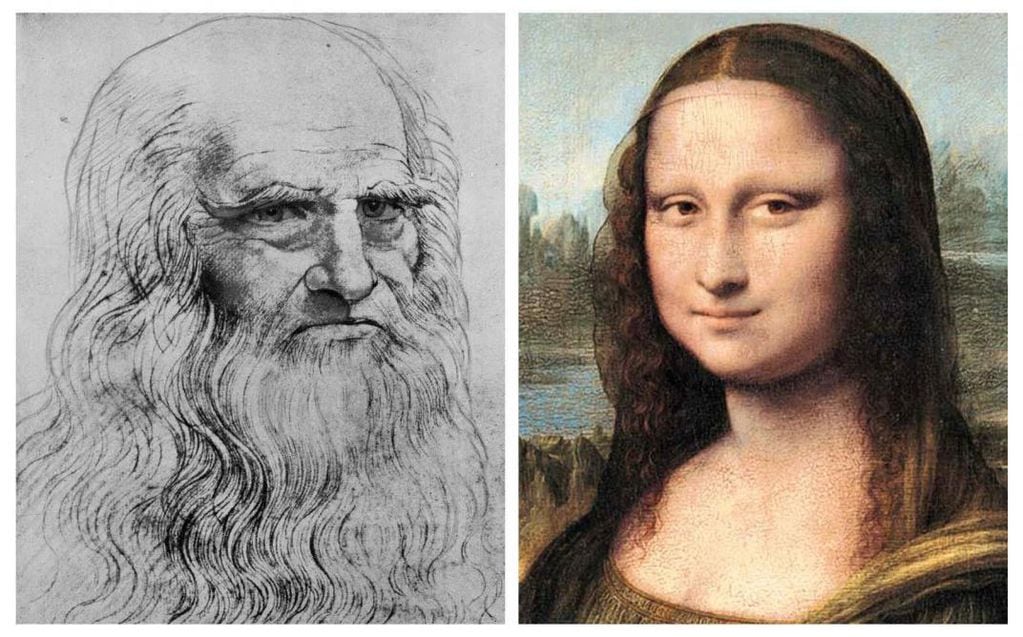 Leonardo Da Vinci y su obra más famosa: la Mona Lisa.