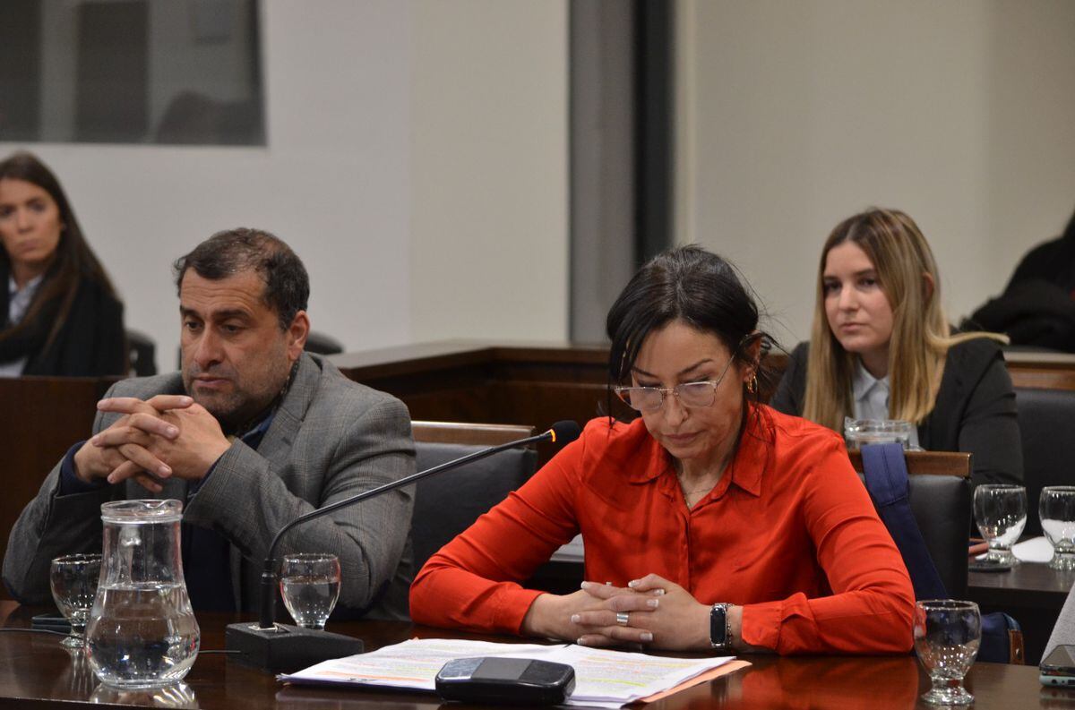 El abogado Pablo Cazabán y la fiscal de Homicidios Andrea Lazo, durante los alegatos del juicio por Guadalupe Codes. /Gentileza Poder Judicial.