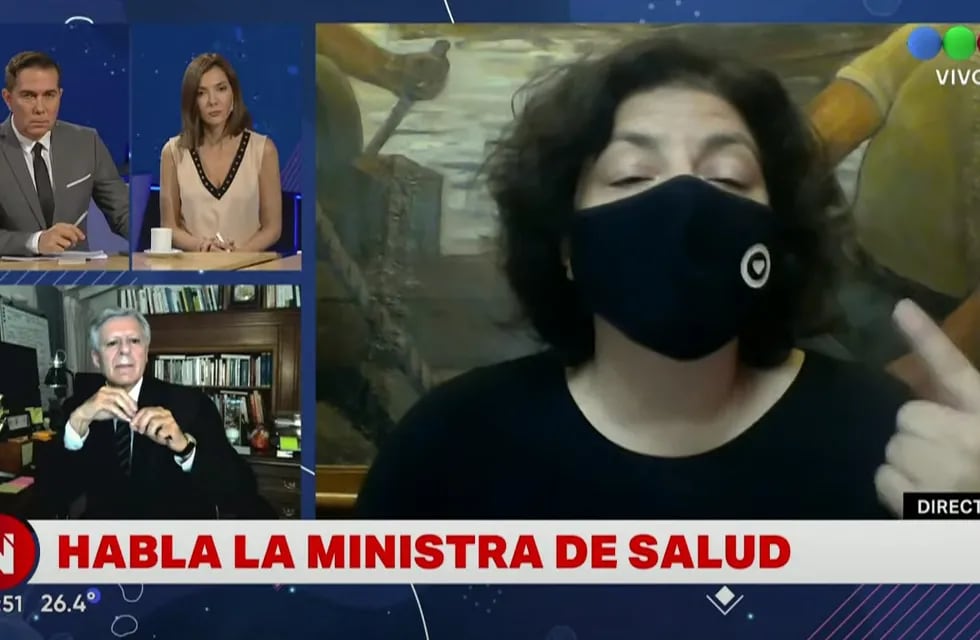 Cruce entre Cristina Pérez y Carla Vizzotti en Telefe Noticias (Captura)