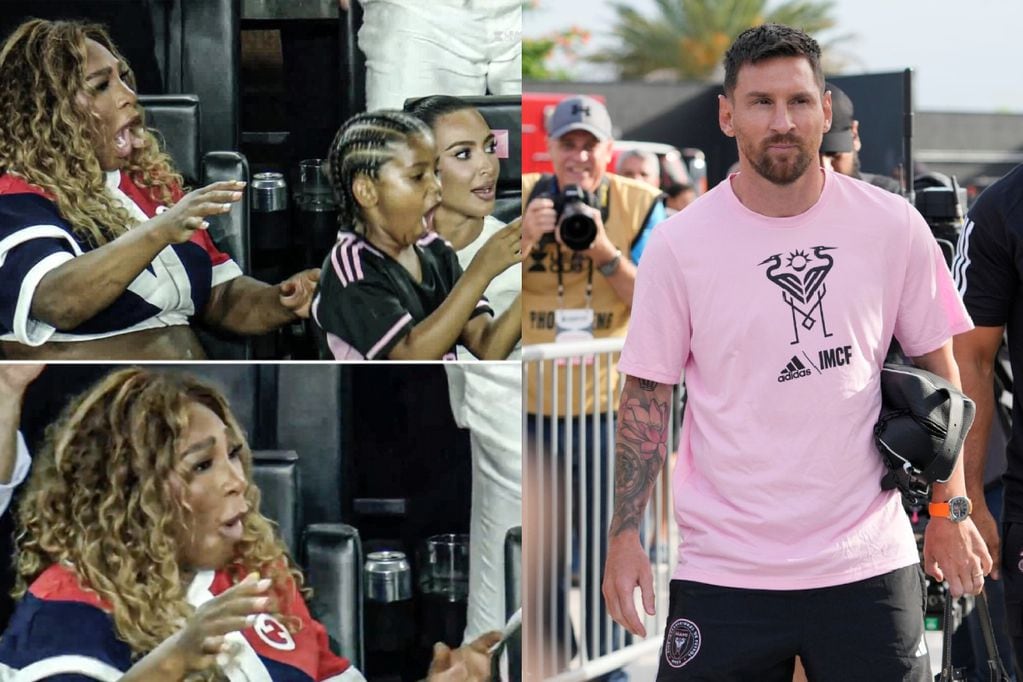 Los famosos en el debut de Lionel Messi en Inter de Miami. (Collage Twitter/AP).