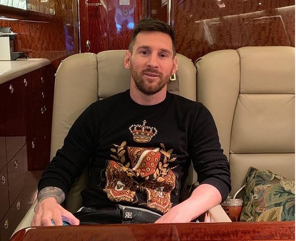 Messi en su lujoso avión