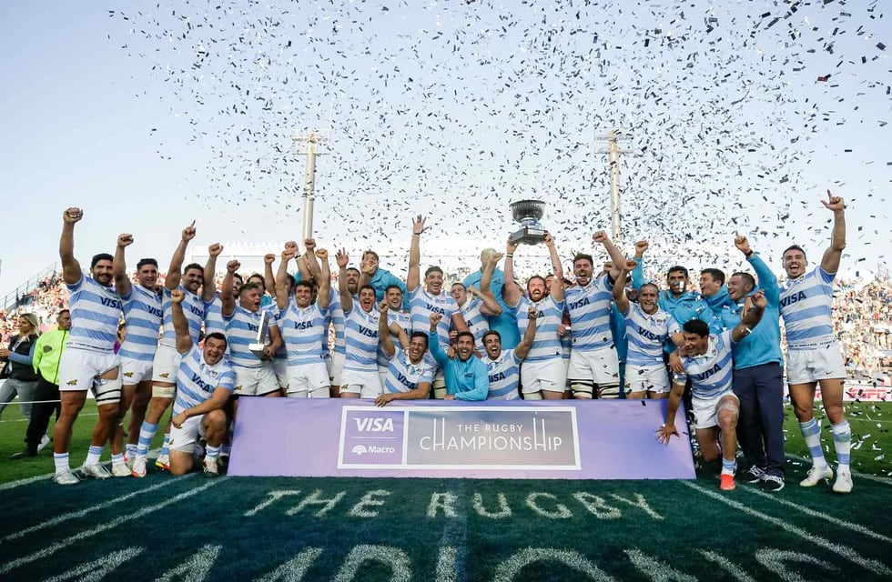 Los Pumas, tras el resonante triunfo frente a Australia en San Juan por el Rugby Championship. (Prensa UAR)