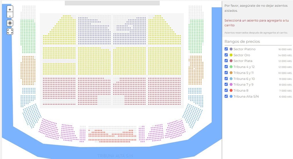 Mapa y precios de entradas para Ricardo Montaner en Mendoza 2022 - estadio Aconcagua Arena