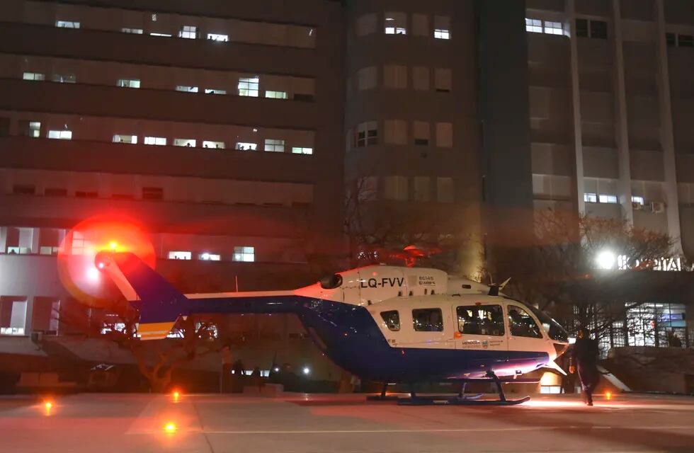 Ejercicios con el helicóptero sanitario en el hospital Central - José Gutiérrez