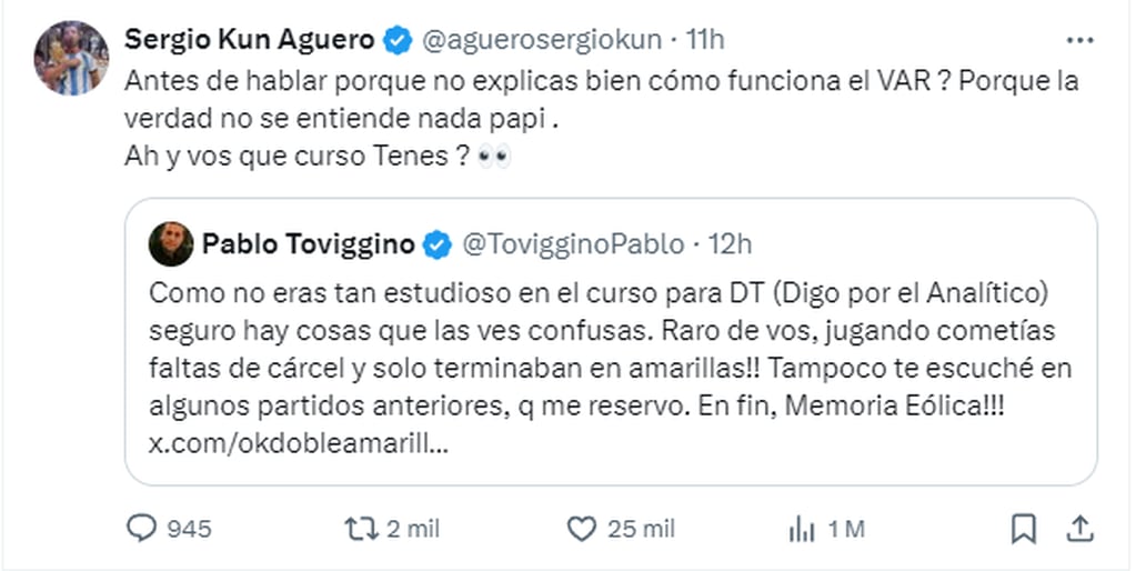Sergio Kun Agüero se sumó a la disputa
