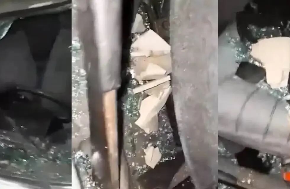 Un automovilista que conducía un Renault 9 de color gris protagonizó un trágico hecho cuando le arrojaron adoquines desde un puente. Gentileza: Infobae.