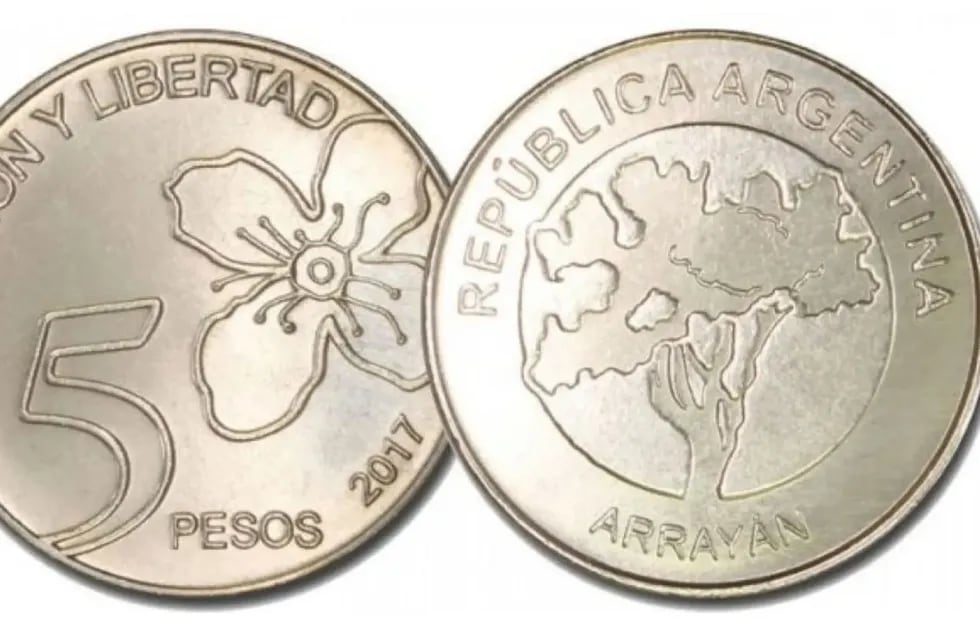 Moneda de 5 pesos emitida en 2017 por la Casa de la Moneda.