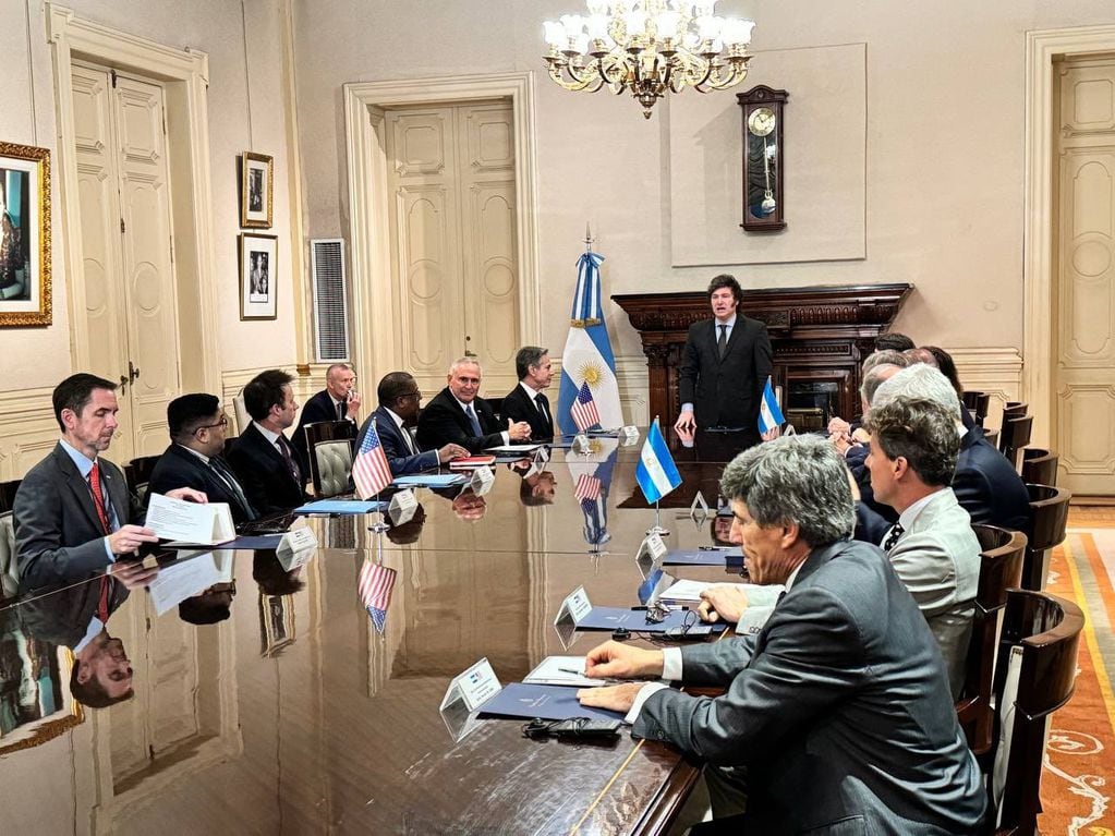 El Presidente Javier Milei recibió en la Casa Rosada al Secretario de Estado de los Estados Unidos de América, Antony Blinken, y su comitiva. (X)
