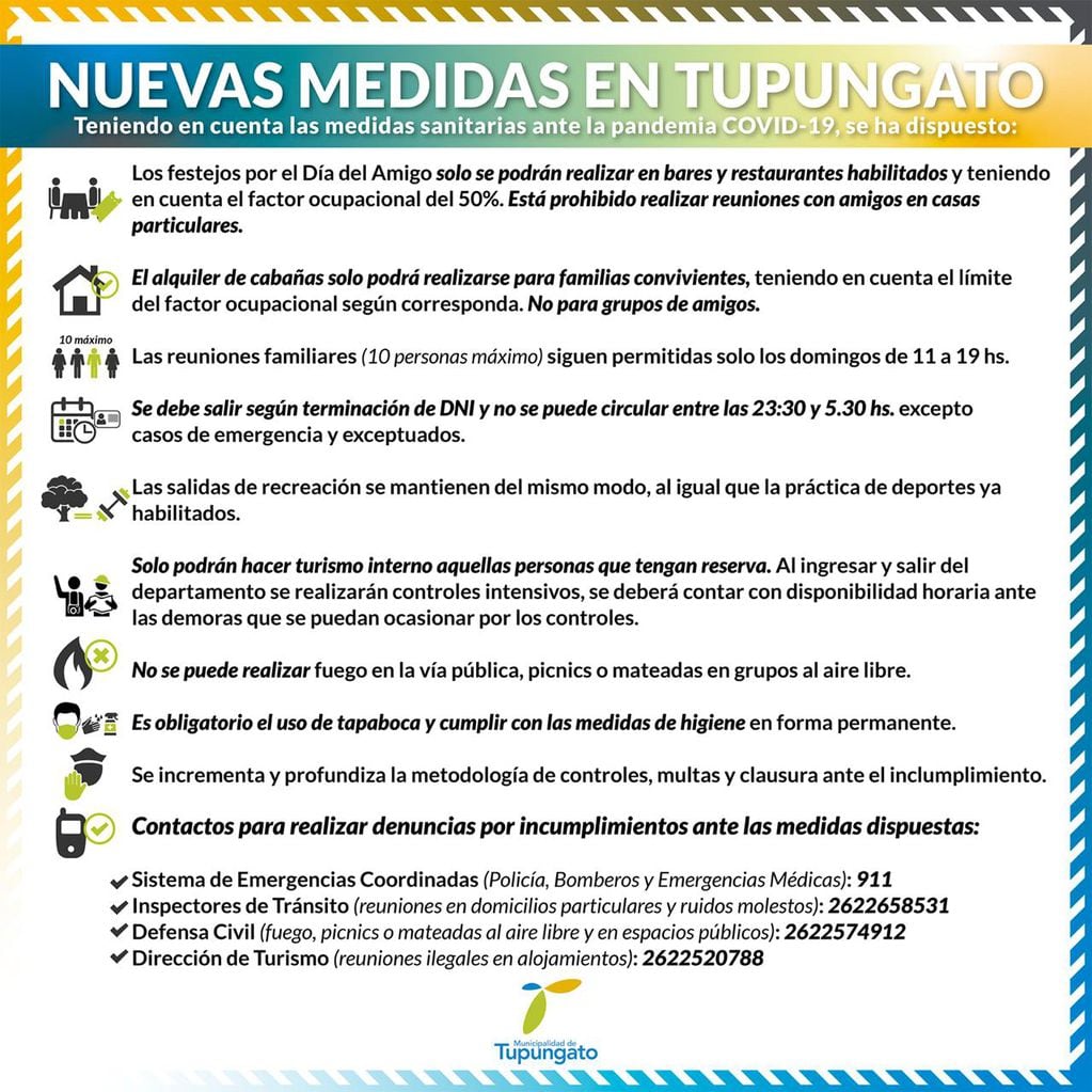 Nuevas medidas preventivas en Tupungato.
