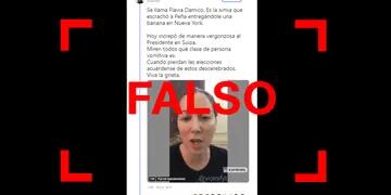 En redes circuló que la mujer fue una de las que insultó al Presidente en Zúrich. La mujer del video es Paula Goitia y no Flavia Damico.