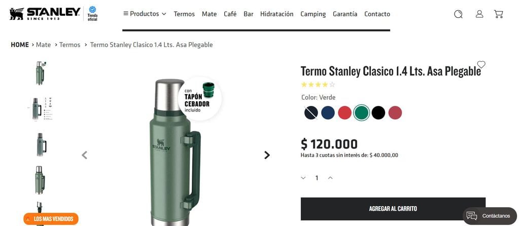 En Argentina, un termo Stanley cuesta casi el triple de lo que sale en Chile.