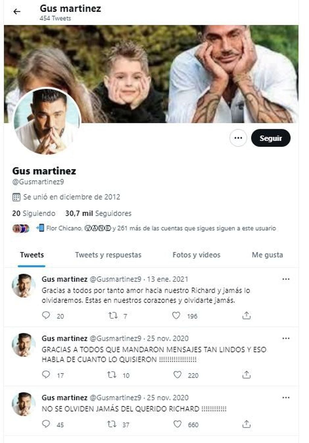 Los últimos mensajes de Gustavo Martínez en Twitter