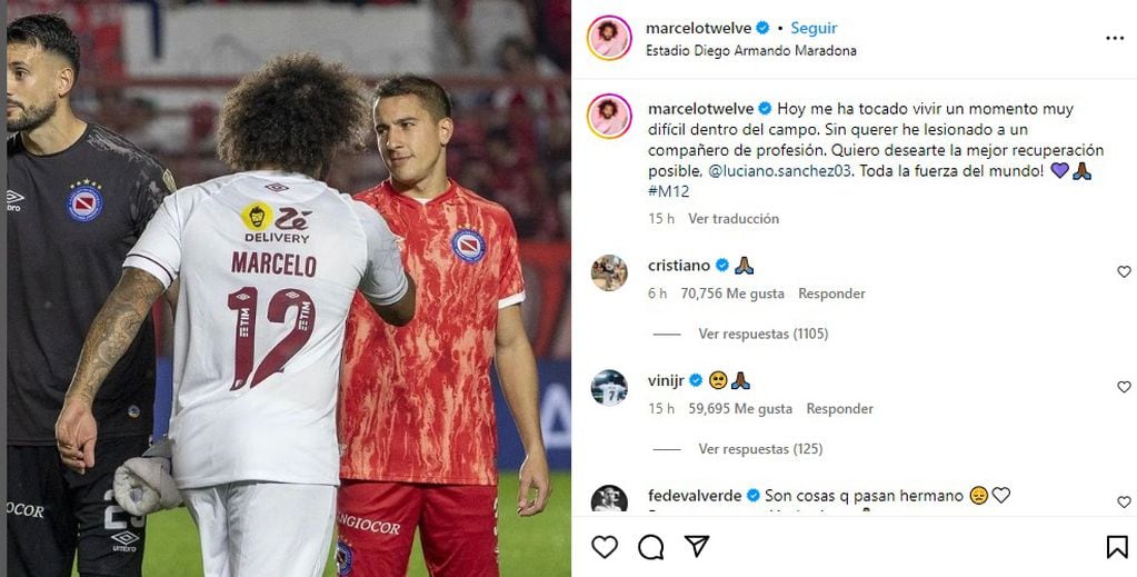 Marcelo le pidió disculpas a Sánchez en Instagram