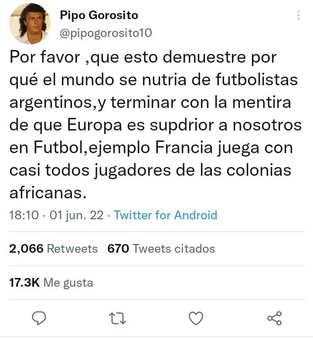 Pipo Gorosito en Twitter