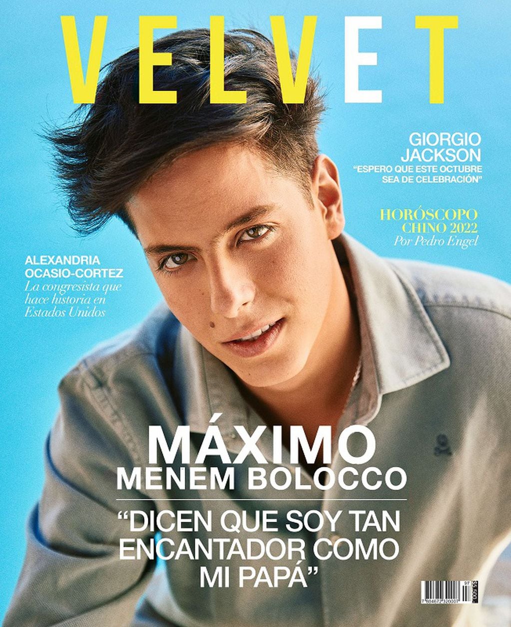 Máximo Menem Bolocco, portada de la revista chilena Velvet (Gentileza)
