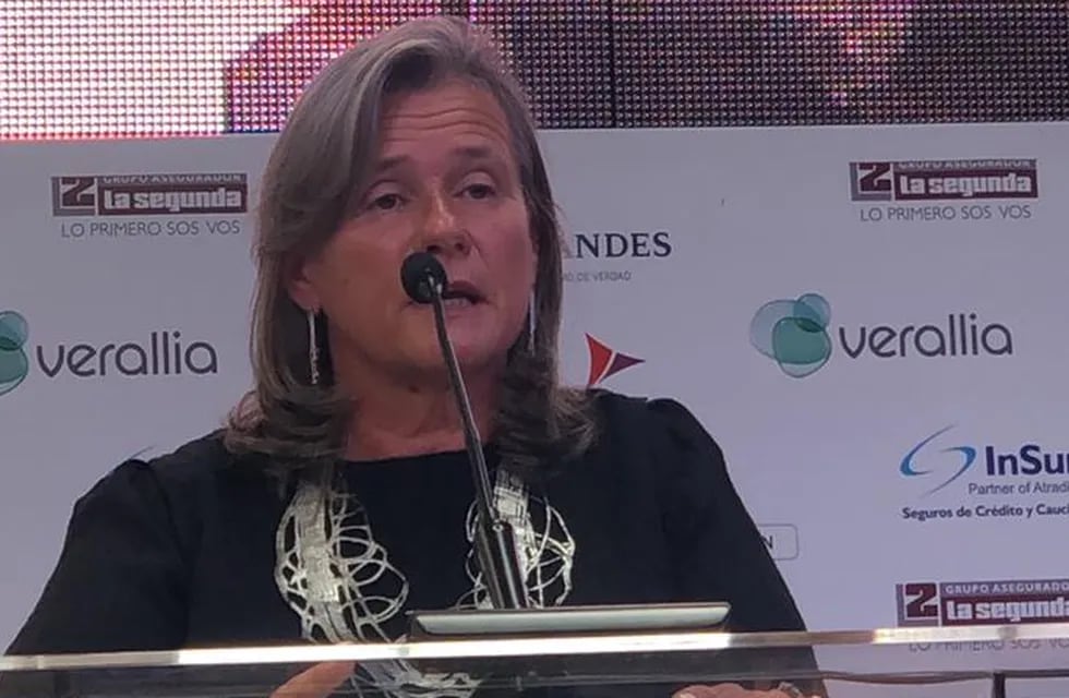 Patricia Ortiz en su discurso en el agasajo de Bodegas de Argentina. - Gentileza