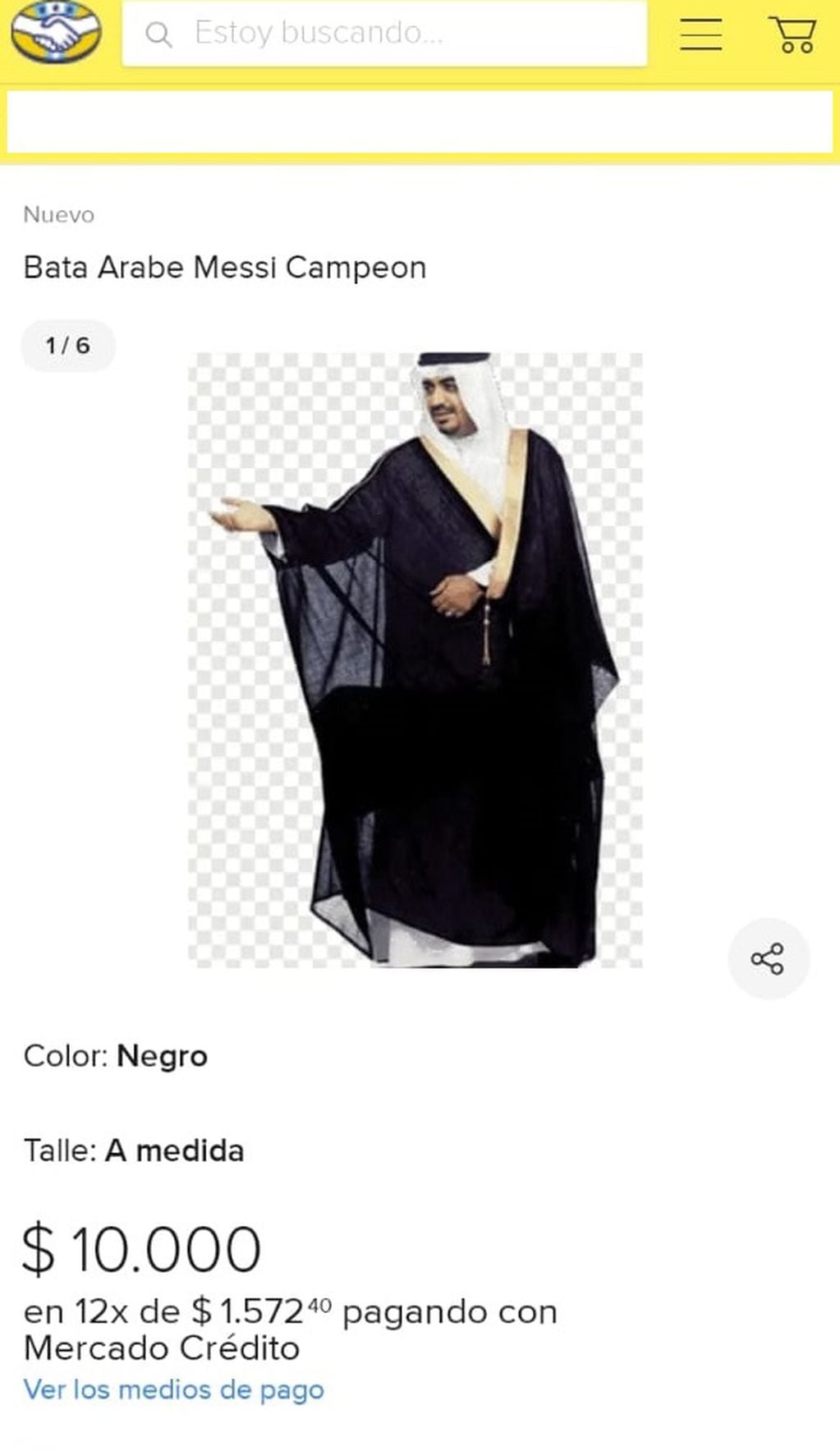 En Mercado Libre venden la túnica árabe.