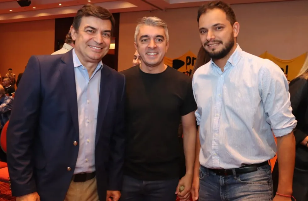 El Pro presentó sus ejes para el desarrollo de Mendoza. El diputado Omar De Marchi, Sebastián Bragagnolo y Álvaro Martínez. Prensa Pro