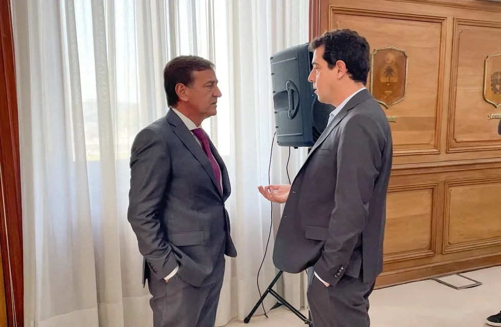 El gobernador Rodolfo Suárez y el ministro del Interior, Eduardo De Pedro. Foto: Prensa Gobierno