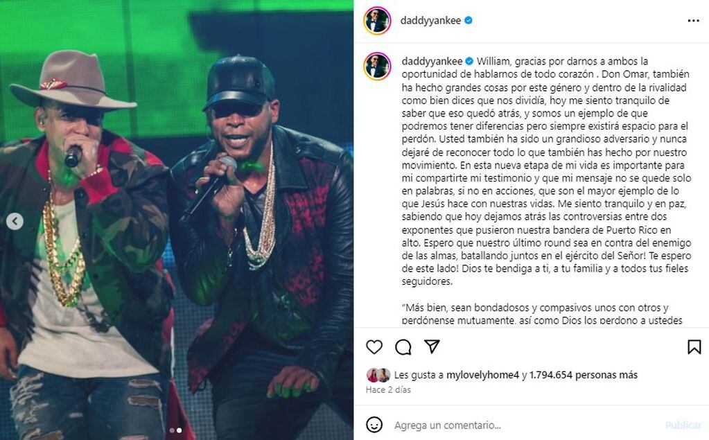 Se terminó la rivalidad entre Daddy Yankee y Don Omar. / Instagram