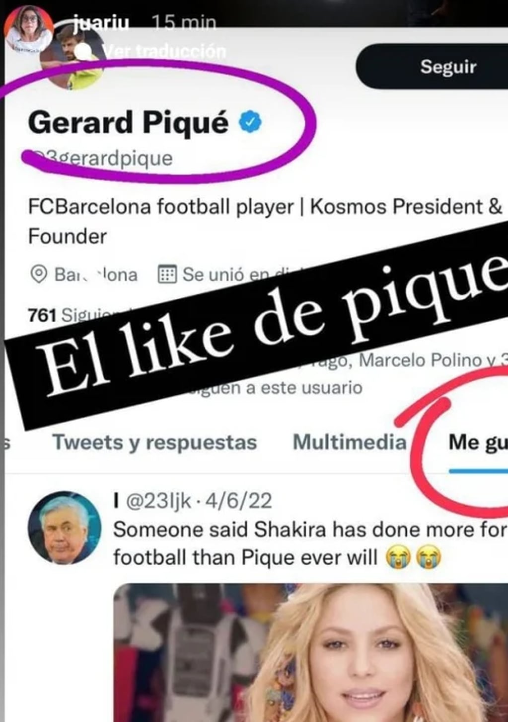 Gerard Piqué y su me gusta sorpresivo
