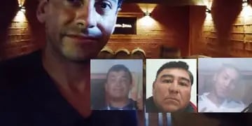 Nicolas Acevedo, la víctima fatal, y los tres detenidos.
