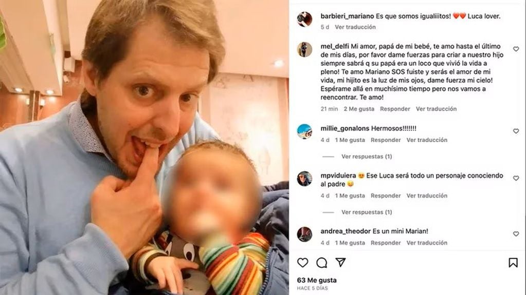 El desgarrador mensaje de la esposa del ingeniero asesinado de una apuñalada en Palermo. En la foto, Mariano junto a su bebé. (Instagram)