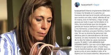 Lucas Carrizo se expresó en Instagram horas después del femicidio de su mamá en San Martín. 