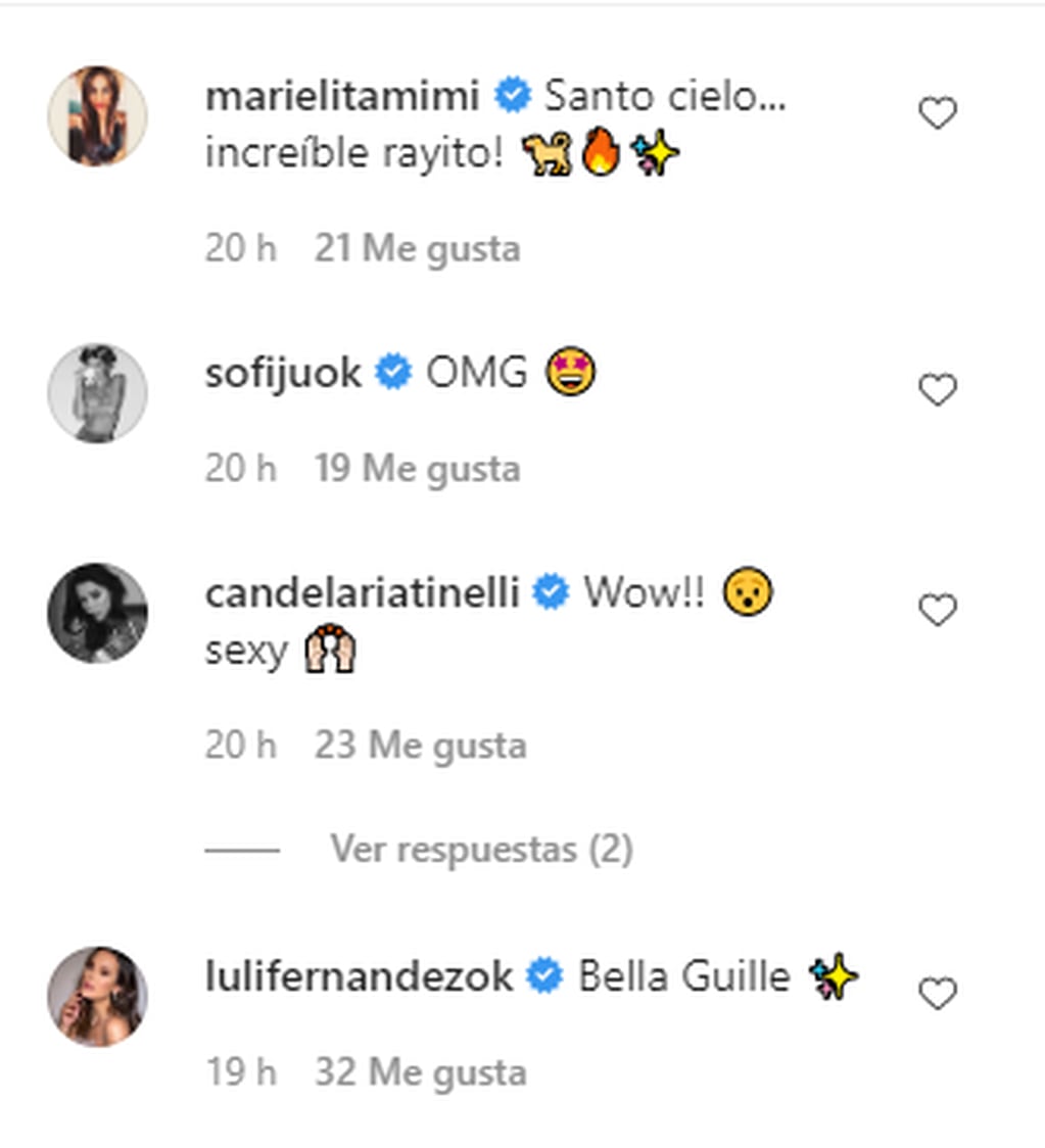 Mimi y Candelaria Tinelli comentaron la foto de Guillermina Valdés.