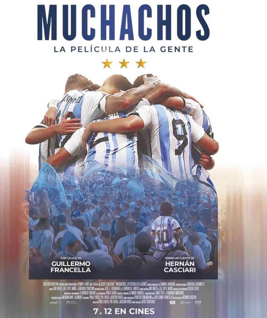 "Muchachos, la película de la gente" copará los cines de toda Argentina. 