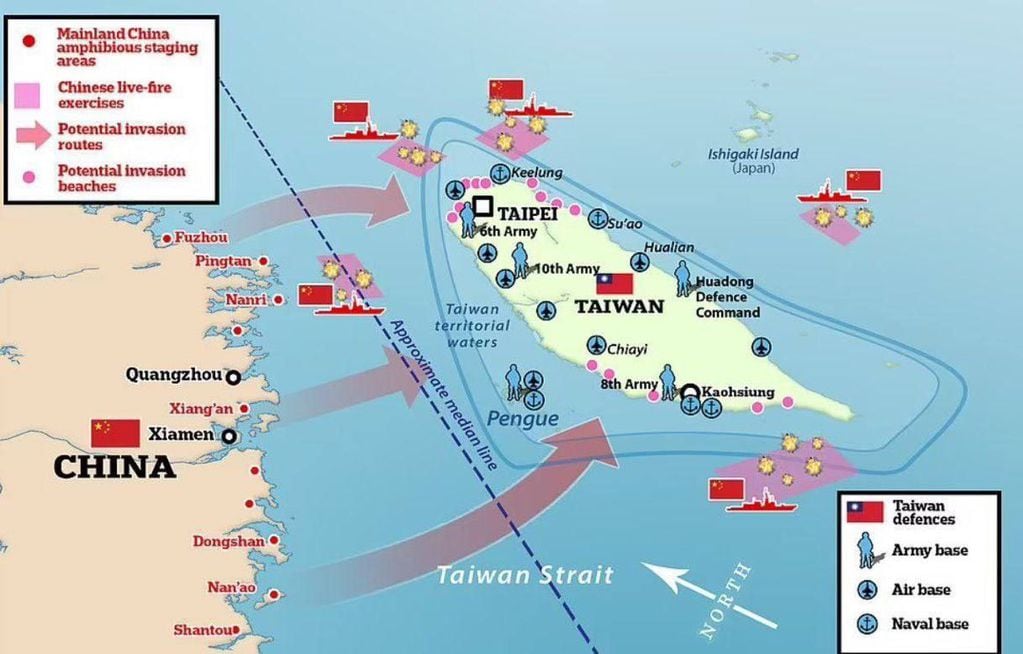 China rodeó a Taiwán. Foto: Redes.
