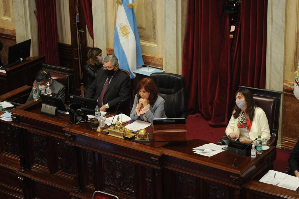 La vicepresidenta Cristina Fernández presidió la sesión en la cámara de senadores. 