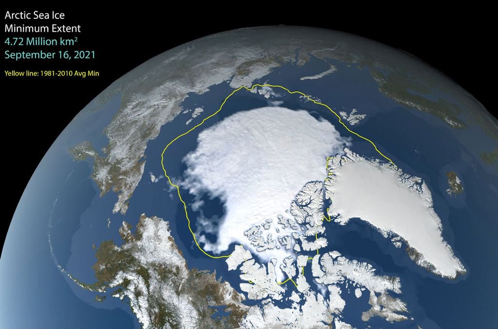 Así se redujo la capa de hielo en el Ártico. (Nasa/Europa Press)