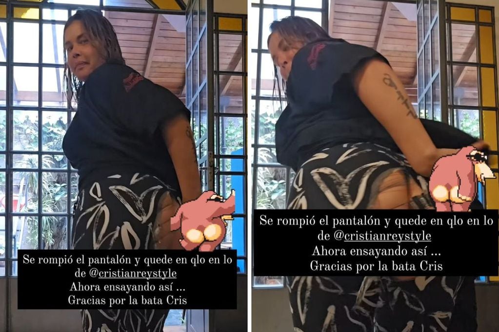 Nazarena Vélez tuvo un accidente con su pantalón.