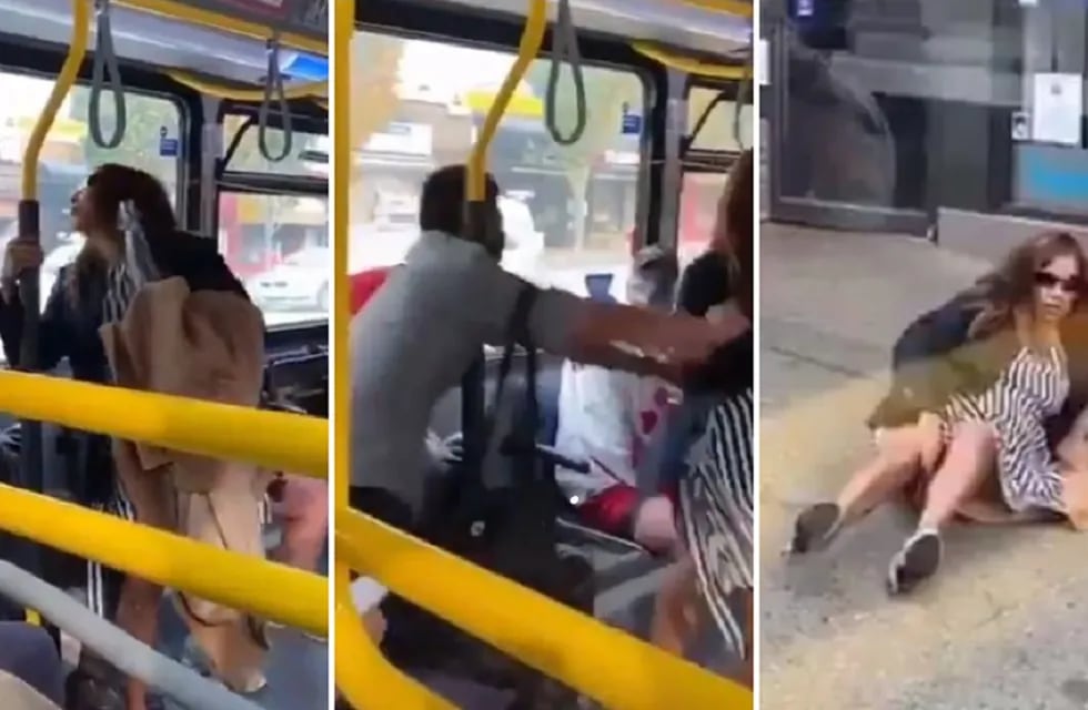 Un hombre empujó y sacó del micro a una mujer que le estornudó en el rostro - Captura de video